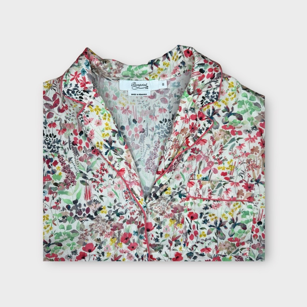 Bonpoint Water Color Floral Allover Pajama Top - Picture 2 of 4